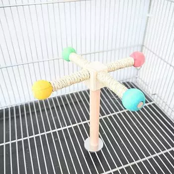 Подшипник для резиновой жердочки для птиц Вращающиеся шарики Подставка для попугаев Прочная станция для попугаев Клетки для птиц разноцветный