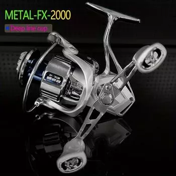 Подшипники из нержавеющей стали, Защищенная от ржавчины спиннинговая катушка, Полностью металлическая рукоятка, 5.2:1 Передаточное число, подходящее как для морских, так и для пресноводных рыболовных катушек 2000#