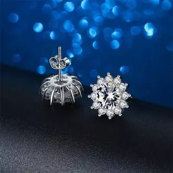Подсолнух 0,5/1 карат Муассанит S925 Серьги-гвоздики из стерлингового серебра женские праздничный подарок банкетные украшения 1 carat