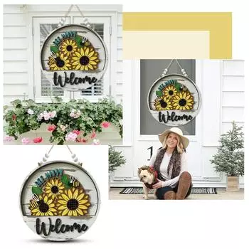 Подсолнух 3D креативное украшение круглая деревянная тарелка Добро пожаловать дверная пластина ресторан украшение дома настенное украшение