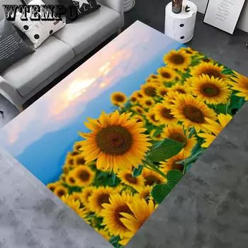 Подсолнух Цветок Кристалл Бархат 3D Печатный Гостиный Ковер Домашний Дверной Коврик 80*120cm