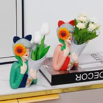 Подсолнух Девушка Букет Ваза Украшения Гостиная Винный шкаф Тумба под телевизор Сухоцветы Искусственные цветы Украшения Подарки розовый