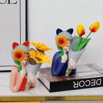 Подсолнух Девушка Букет Ваза Украшения Гостиная Винный шкаф Тумба под телевизор Сухоцветы Искусственные цветы Украшения Подарки розовый