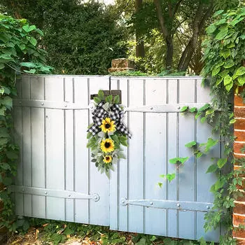 Подсолнух для входной двери Искусственный каплевидный цветочный венок ручной работы