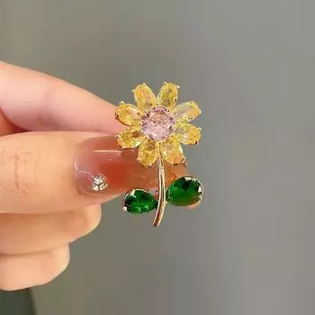 Подсолнух Корсаж Брошь Женская Высококачественная Изысканная Дизайнерская Чувство Ниши Милый Костюм Свитер Роскошные Булавки Аксессуары