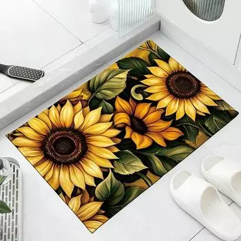 Подсолнух ковер Цветочный ретро коврик для пола Подходит для гостиной, спальни, офиса Коврик для двери Современный домашний декор Коврик для ванной 400MMx600MM