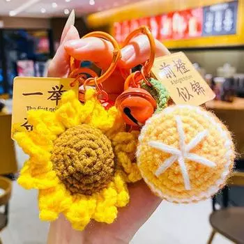 Подсолнух крючком брелок ручной работы плетеные брелоки милый вязаный брелок с фруктами для женщин и девочек style A