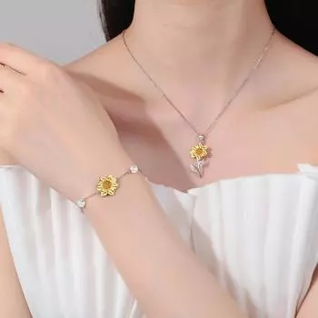 Подсолнух Ожерелье Женский Стиль Браслет Подсолнух Серьги Ниша Личность