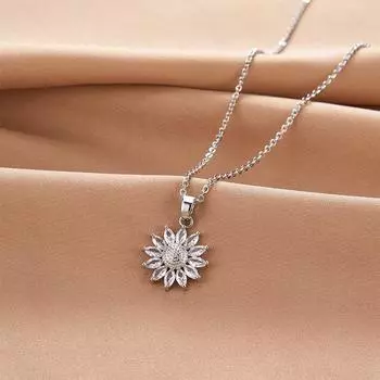 Подсолнух Ожерелье Женское Простое Натуральное Универсальное Тренд Инкрустированный Кулон Цепочка на Ключицу Аксессуары
