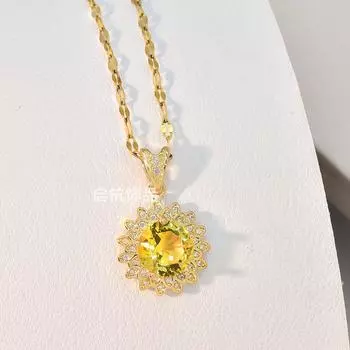 Подсолнух Ожерелье Женское Простое Высокий Тренд Универсальный Циркон Подвеска Ключичные Аксессуары