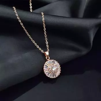 Подсолнух Ожерелье Женское Универсальное Микровставка Цирконий Премиум Деликатный Кулон Ключичная Цепочка
