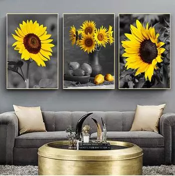 Подсолнух Плакат И Печать Холст Картина Настенное Искусство Винтажные Картины Для Гостиной Кухни Современный Домашний Декор 20x30cm