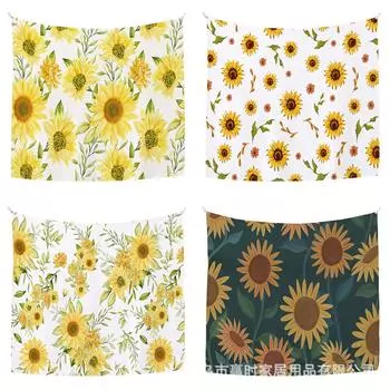 Подсолнух Подвесная ткань Фоновая ткань Украшение спальни Ткань для изголовья кровати Настенное крепление для гостиной Подвесное одеяло 70*95cm