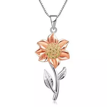 Подсолнух позолоченный розовое золото женское ожерелье Clarbone 925 Silver