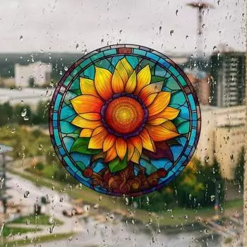 Подсолнух Предупреждающая наклейка для предотвращения столкновений Цветная 3D Электростатическая наклейка на стекло Декоративное искусство 1pc