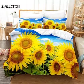 Подсолнух Queen Постельное белье Пододеяльник Постельное белье с цифровой печатью Постельное белье King Size Постельное белье EU single(135x200cm)