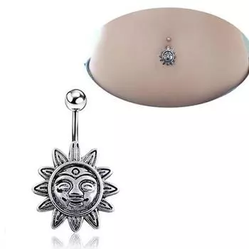Подсолнух Улыбка Лицо Пупок Пупок Бар Кольцо Штанга Пирсинг Ювелирные Изделия