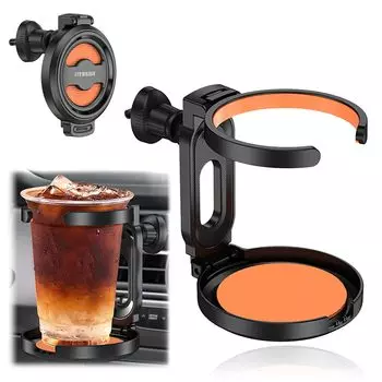 Подстаканник, Автомобильный подстаканник, Для вентиляционного отверстия кондиционера, Автомобильный подстаканник, Складной, 360°