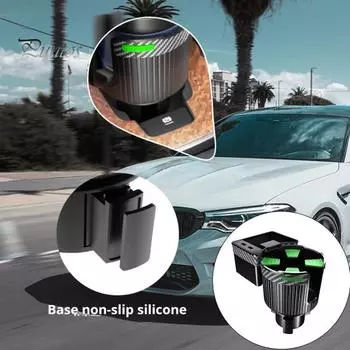 Подстаканник, держатель для телефона, удлинитель, автомобильный держатель для напитков 3-в-1, адаптер с USB-портом для внедорожников, пикапов, грузовиков, транспортных средств чёрный