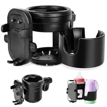 Подстаканник для детской коляски с держателем для телефона 3 в 1, стойка для хранения детской коляски, универсальный вращающийся на 360° держатель для напитков, держатель для бутылок для детской коляски хаки