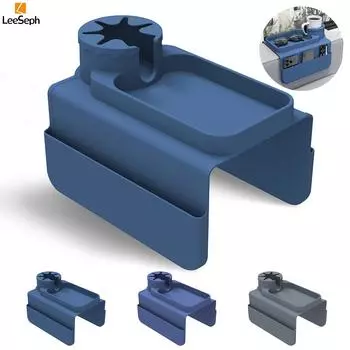 Подстаканник для дивана Leeseph, подставка для подлокотника дивана, силиконовый органайзер для стола на подлокотник с боковыми карманами для закусок, напитков, очков