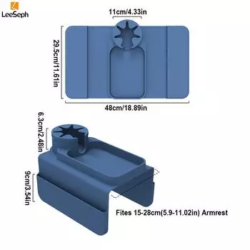 Подстаканник для дивана Leeseph, подставка для подлокотника дивана, силиконовый органайзер для стола на подлокотник с боковыми карманами для закусок, напитков, очков серый