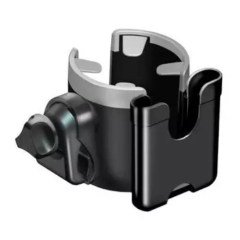 Подстаканник для коляски с креплением для телефона, вращающийся на 360 градусов, универсальный держатель для бутылок, подставка для напитков для коляски, велосипеда, инвалидной коляски, ходунков чёрный