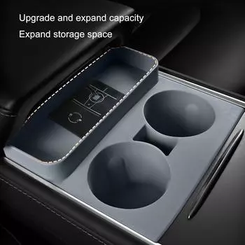 Подстаканник для Model3 Для Tesla Model 3 Y Аксессуары для интерьера Центральная консоль Нескользящая силиконовая вставка для стакана с водой Держатель для телефона чёрный