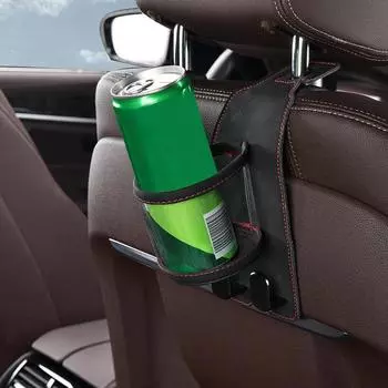 Подстаканник на подголовник для заднего сиденья, черный автомобильный ящик для хранения на заднее сиденье, черный органайзер на спинку сиденья с крючком для подголовника чёрный