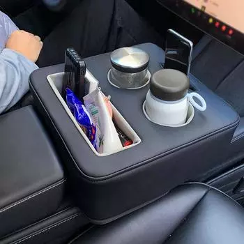 Подстаканник на заднее сиденье автомобиля, ящик для хранения, центральная консоль автомобиля, подлокотник, регулируемая высота, органайзер для заднего сиденья автомобиля, органайзер для салона автомобиля чёрный