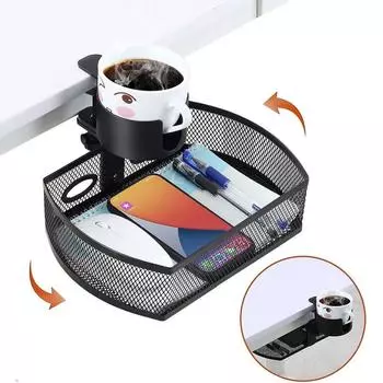 Подстаканник под ящиком стола, сетчатый ящик с защитой от проливания, поднос для хранения канцелярских принадлежностей Black-Drawer&Cup Cup Holder