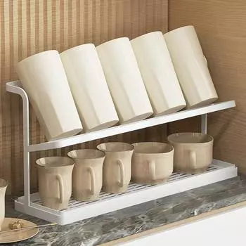 Подстаканник, полка для хранения чашек, подставка для слива чашек чая, перевернутый органайзер для стеклянных чашек, настольный органайзер S белый