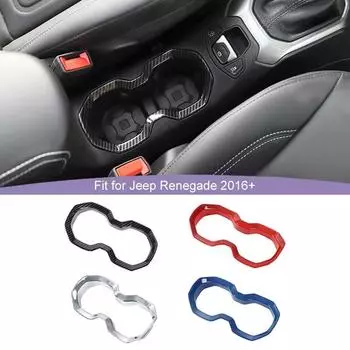 Подстаканник спереди автомобиля Декоративное кольцо Декоративная крышка Наклейки Подходит для Jeep Renegade 2016 Up ABS Аксессуары для интерьера красный