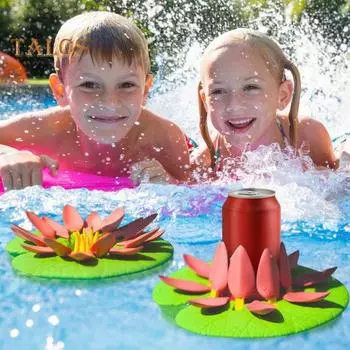 Подстаканник в виде кувшинки с саморегулирующимися лепестками, напечатанный на 3D-принтере, держатель для банок с напитками и газировкой для вечеринки у бассейна зелёный