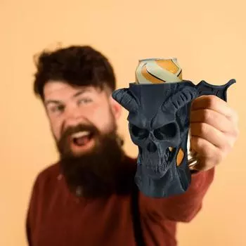 Подстаканник в виде скелета с ручкой, держатель для банок, напечатанный на 3D-принтере, креативный держатель для газированных напитков, пива, энергетических напитков чёрный