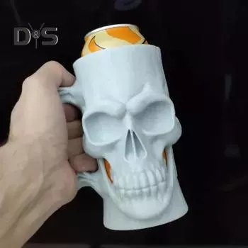 Подстаканник в виде скелета с ручкой, держатель для банок, напечатанный на 3D-принтере, креативный держатель для газированных напитков, пива, энергетических напитков чёрный