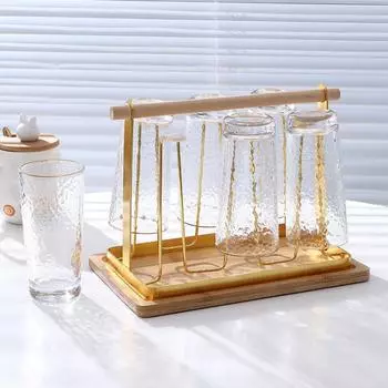 Подстаканник Железный Сливной Стойка Портативный Органайзер Для Стаканов Кухонная Полка Для Чашек С Подносом Сушка Стойка Кухонное Хранение чёрный