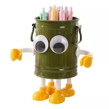 Подставка-держатель для 20 ручек, мультяшный дизайн с большими глазами, большой калибр, круглая обработка, подставка для ручек, стойка для хранения ручек зелёный