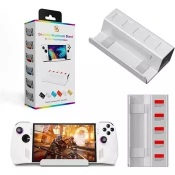 Подставка-держатель для ASUS Rog Ally/Steam Deck, матовая подставка из алюминиевого сплава со слотами для карт SD, противоскользящий силикон 12*6.76*2.8cm серебряный