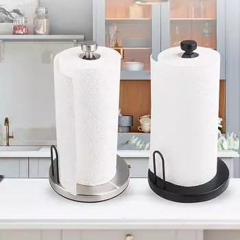 Подставка Держатель для рулона бумаги из нержавеющей стали, черный матовый, вертикальный, для кухни, ванной, туалета, круглый держатель для бумажных полотенец, полка для салфеток