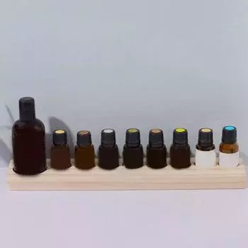 Подставка для эфирного масла Настольный дисплей Многофункциональная компактная полка для хранения премиум-класса Деревянная полка для хранения флаконов духов с 9 отверстиями Органайзер для макияжа
