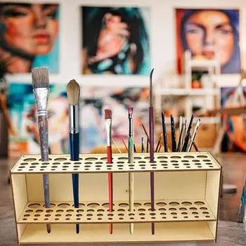 Подставка для акварельных кистей из дерева, 67 отверстий, органайзер для стола, держатель для кистей из натуральной краски, художественные принадлежности Paint Brush Holder