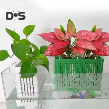 Подставка для аквариумных растений с крючками, подставка для аквариумных растений, аквариумная горшечная чашка, гидропонная корзина для выращивания водных растений зелёный