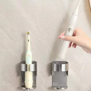 Подставка для электрической зубной щетки экономит место, бесшовная самоклеящаяся настенная подставка для хранения зубных щеток в ванной комнате белый