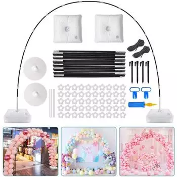 Подставка для арки с воздушными шарами для украшения, 9 футов высоты, регулируемая подставка для арки с воздушными шарами: Рамка с основанием, полный набор аксессуаров для свадебного детского душа A001