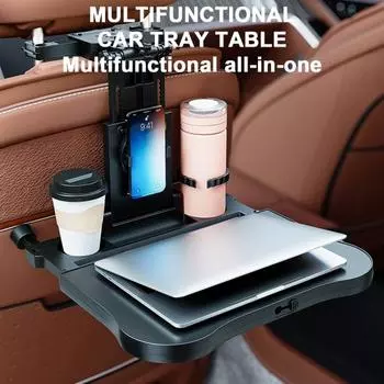 Подставка для автомобильного сиденья с поворотным держателем для телефона, прочная несущая способность, простая установка, подставка для хранения на заднем сиденье автомобиля с подстаканником чёрный