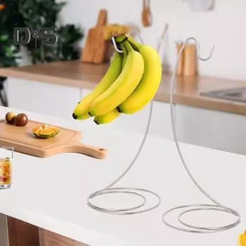 Подставка для бананов, подставка для дерева, крючки, полка для фруктов, нержавеющая стойка для дозревания бананов, удобный, экономящий место кухонный органайзер для фруктов серебряный