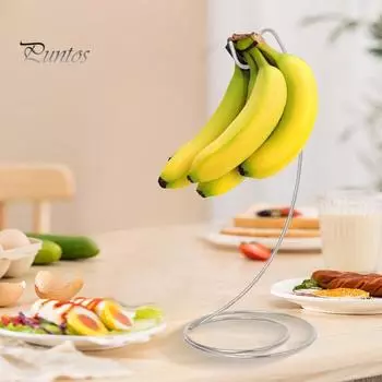 Подставка для бананов, подставка для дерева, крючки, полка для фруктов, нержавеющая стойка для дозревания бананов, удобный, экономящий место кухонный органайзер для фруктов серебряный