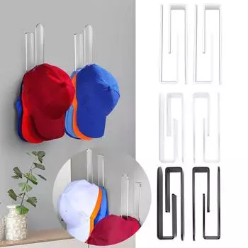 Подставка для бейсболок, прочный акриловый самоклеящийся настенный органайзер с крючками для бейсболок, подходит для спальни, гостиной, самоклеящийся One Size