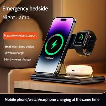 Подставка для беспроводного зарядного устройства, станция быстрой зарядки для Samsung S23 S22 Ultra Note20 S20 S10e, Galaxy Watch 5 Pro/4/Active, Buds 2 Pro Live чёрный